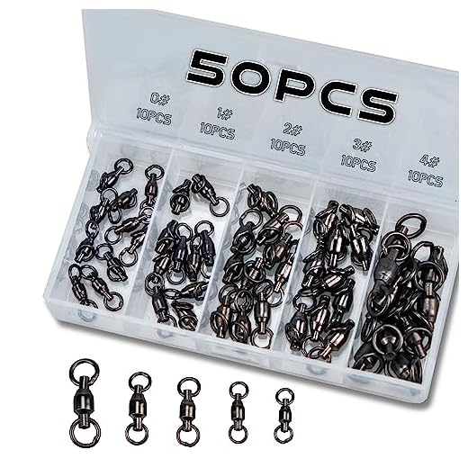 Piscorush 50 Piezas de Rodamientos de Bolas Giratorios de Cobre Giratorios de Barril Anillas Divididas de Acero Inoxidable Pesca Accesorios Cañas de Pescar Surfcasting Pesca Mar Tamaño
