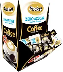 Display 100 Unidades Bala Pocket Sabor Café Zero Adição de Açúcar 230g