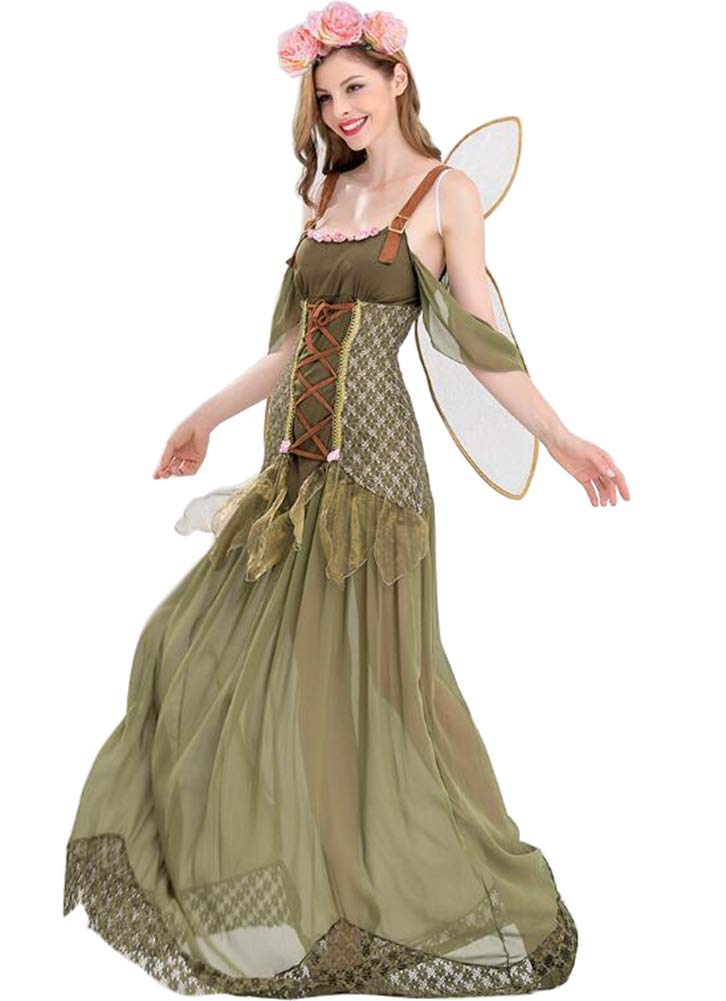 Woodland Fairy Costume Plus Size Forest Nymph Costumes Fairy Dress for Women with Fairy Wings M