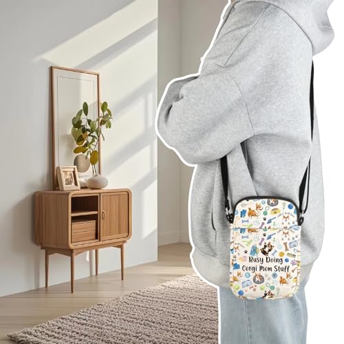 MBMSO Corgi Crossbody Bag Dog Themed Gift for Dog Lovers Owners Puppy Pet Groomer Crossbody Purse Busy Doing Corgi Mom Stuff4