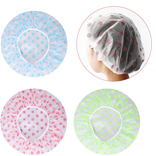 shower cap for women, 3 Pieces Waterproof Caps,Elastic Reusable Bathing Hair Cap,Beauty Salon Spa Shower Caps Lace Elastic Band Flower Printed Hat Environmental Protection Hair Bath Caps Shower Caps
