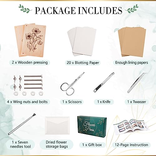 Image of Aboofx Large Wooden Flower Pressing Kit, 10.8 inchx6.9 inch 6 Layers