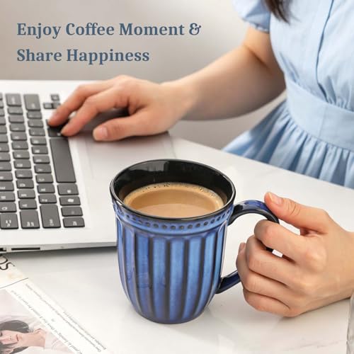 Save with Coupon: 16oz Navy Blue Ceramic Coffee Mugs Set of 4 - Image 4