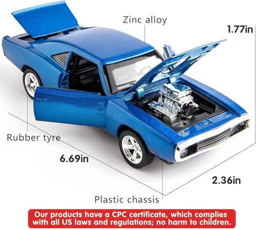 Image of 1:32 Scale Dodge Charger The Fast and The Furious Toy Car | Metal Pullback Diecast Car for Kids with Openable Doors, Sound, Light Effects Toy for Car (Color As Per Available), White