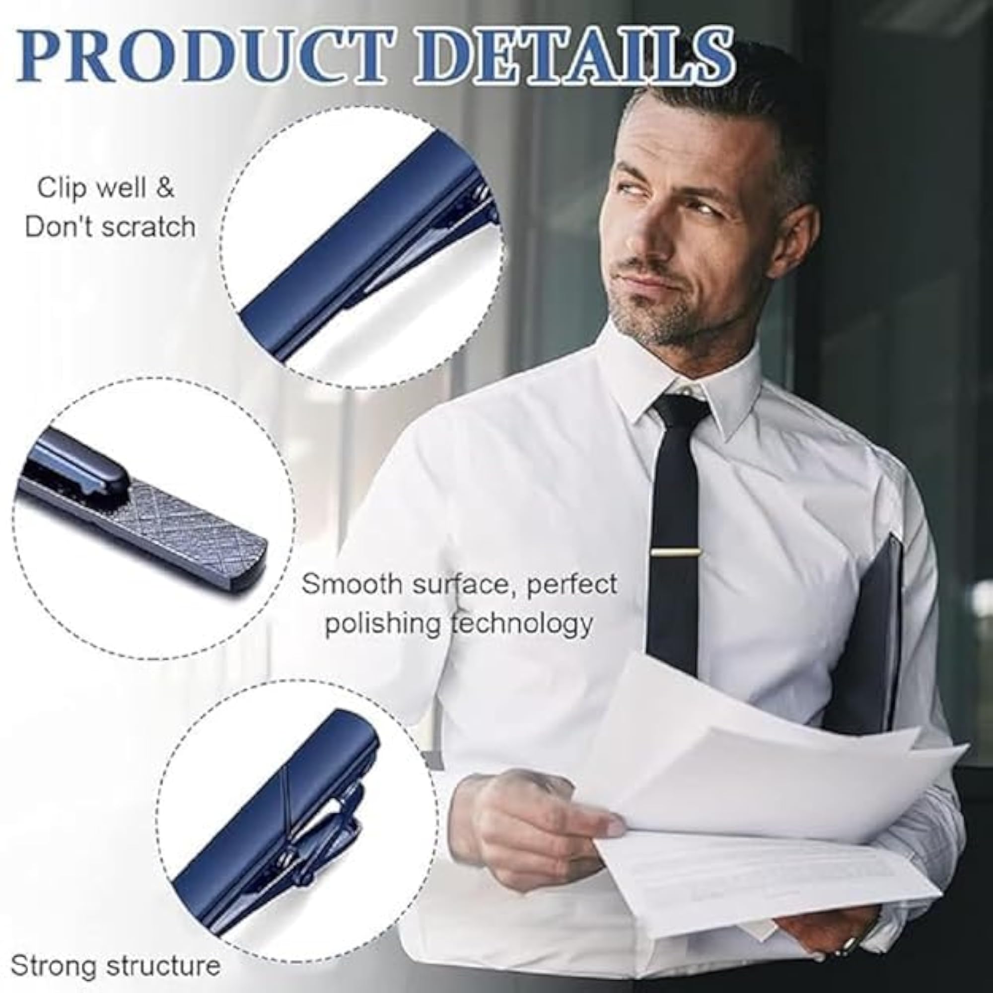 4pcs Men's Stylish Metal Tie Clip Set, Gift Box Included