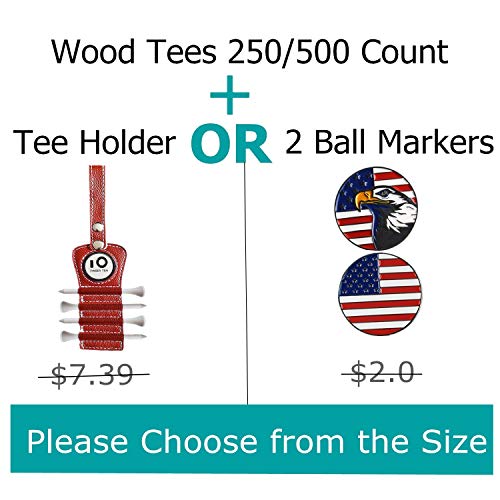 image for FINGER TEN Golf Tees 2 3 4 Inch Wood Bulk 250 500 Count, with Free Del