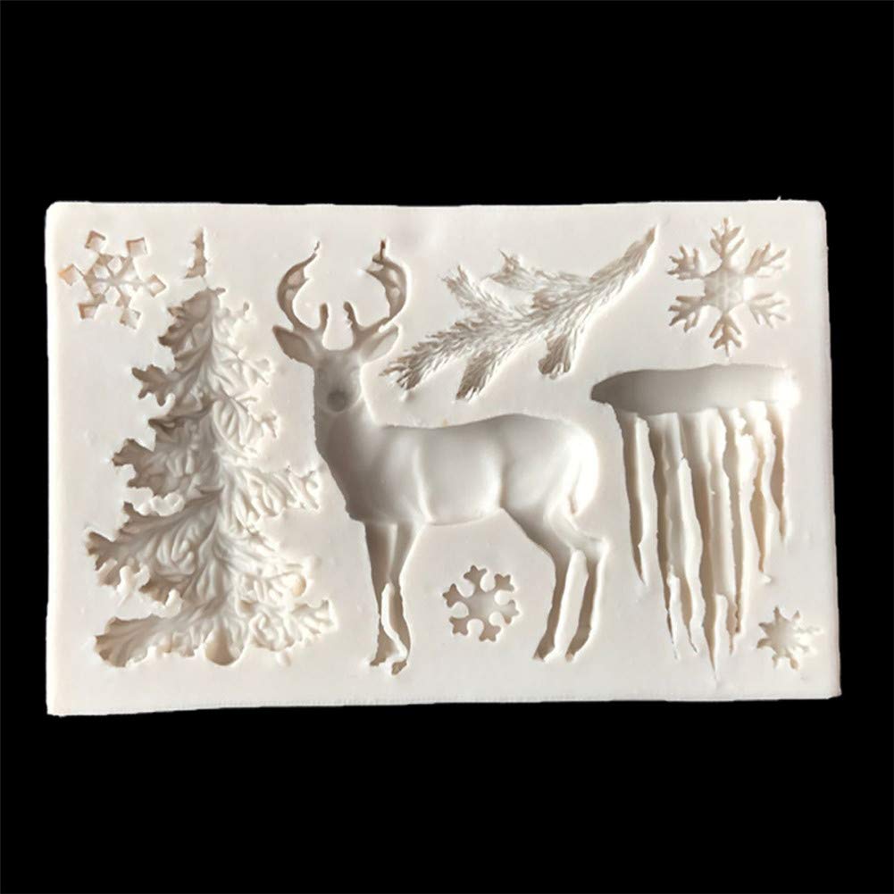 ereqeip Stampi per dolci natalizi in silicone, 3D fiocco di neve albero di Natale stampi in silicone, stampi per torte al cioccolato e dessert per fare sapone, candele, caramelle muffin