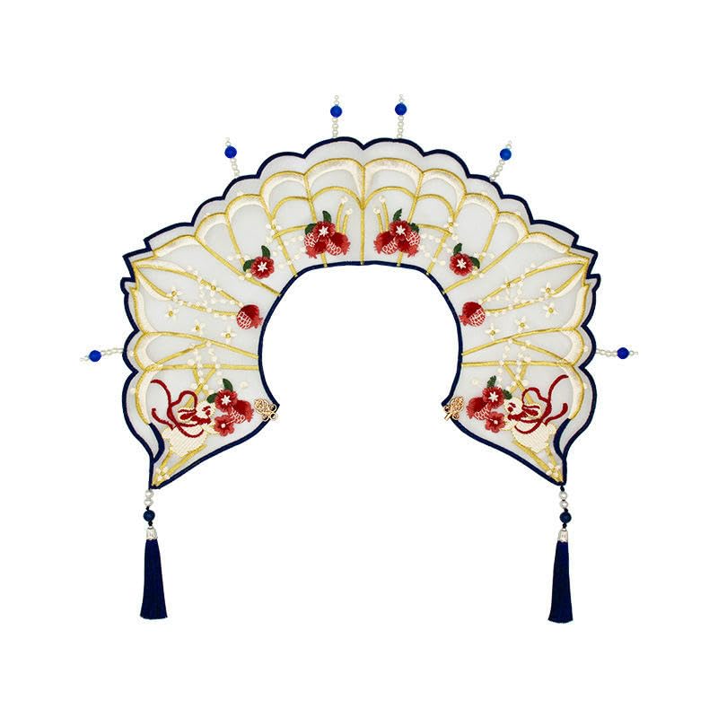 Parches de Bordado Parche Bordado con borlas y Perlas for Hombro, 50 x 45 cm, for Planchar, Chino, for Ropa, Grande, for Coser, for Vaqueros Chaquetas(A)