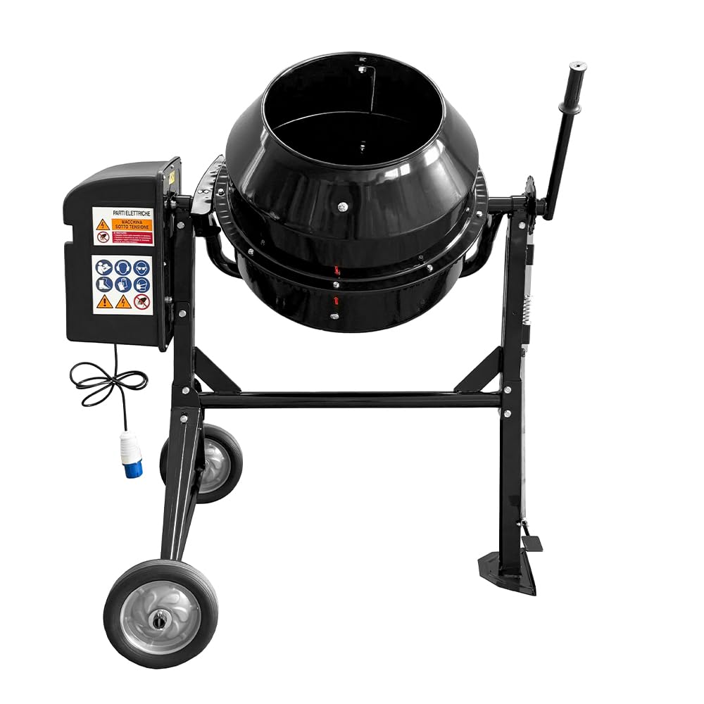 SOGI BEM-120 Betoniera elettrica a bicchiere - capacità 120 L - motore 550 W - per calcestruzzo, malta e intonaco - nera