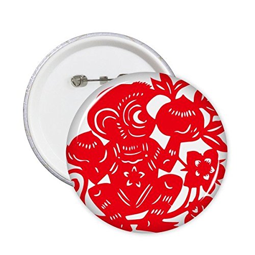 Cadeau culturel original : lot de 5 badges Zodiaque Singe papercut chine art traditionnel