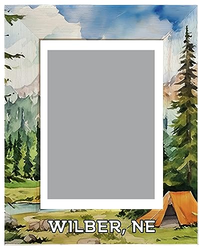 R and R Imports Wilber Nebraska Souvenir Wooden Photo Frame Camping Tent Design Vertical