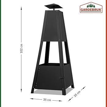 Sunnydaze Steel Outdoor Chiminea Fire Pit With Built-in Log Storage - 49 Inch - Black