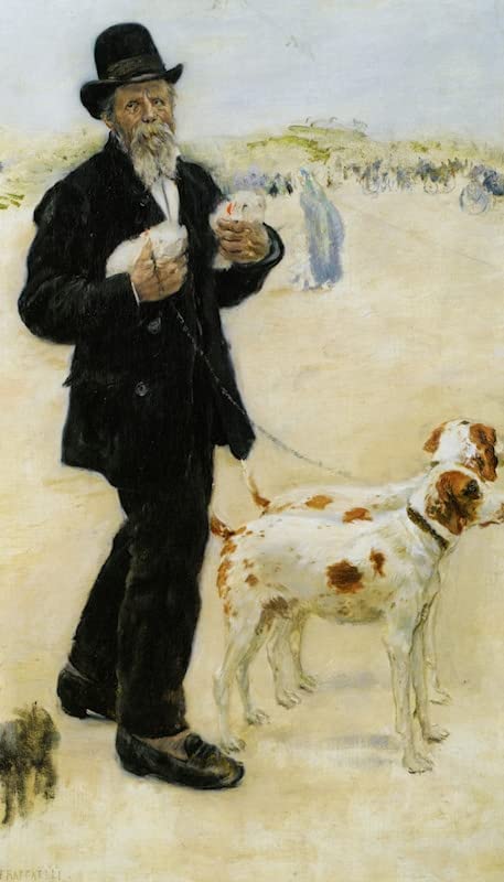 Peinture sur Toile Nordique Jean François Raffaelli Homme promenant des chiens 60x90cm