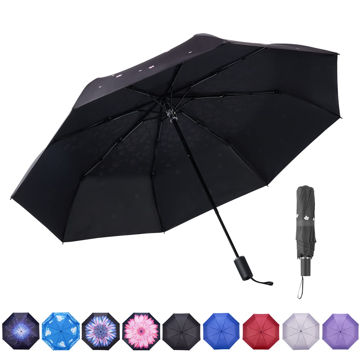 NOOFORMERCompact Travel sun&rain Umbrella - Lightweight Small Windproof Waterproof Folding Parasol Umbrellas with 95% UV Protection for Men Women Kids Multiple Colors