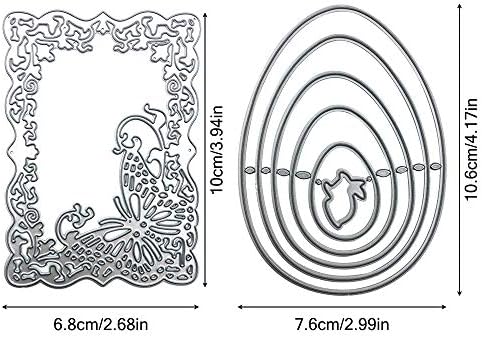 FUNTA 2 Pcs Metal Die Cuts Embossing Stencil Tool, Cuting Dies for Card Making, DIY Craft Dies for Die Cutting Scrapbook Album Decoration -Butterfly Frame, Egg Bunny