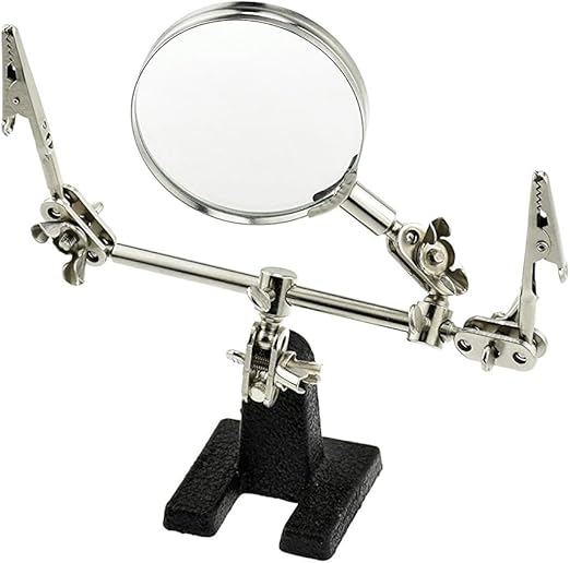 SE 4X Magnifying Glass with Helping Hand - 2-1/2 Inch Lens, 360 Degrees Rotatable Clips for Soldering, Jewelry Making, and Detailed Work -MZ101B