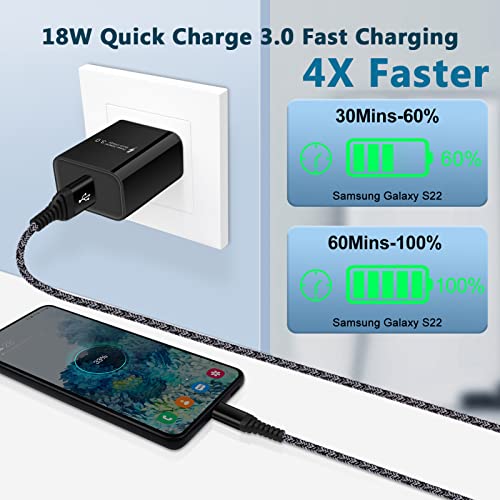 Type C Android Charger Phone Charger Fast Charger for Samsung Galaxy S25/S25 Ultra/S25+/S24 FE/S24/S23/S22/S21/S20/S10/S9/S8/Note 20 Ultra/10/9/8/Z Flip 6 5 4/A16/A15/A25/A35/A55/A14/A54/A13/A23/A53