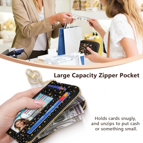 Image of GIANCOMICS Slim Wallet Credit Card Holder Women, Mushroom Rfid Blocking Small Card Case, Keychain Thin Pocket Curved Zipper Wallet, Travel Card Holder PU Leather ID Window, Ladies Female Gifts