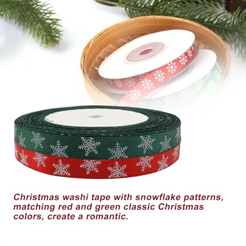Weihnachten Geschenkband,Weihnachten Schleifenband,2 Rollen Weihnacht en Bänder,Dekoband Weihnachte n,Weihnachtsbänder Grün Rot,Schleifenband Weihnachte n,Satinband Stoff Band für Geschenkverpackung