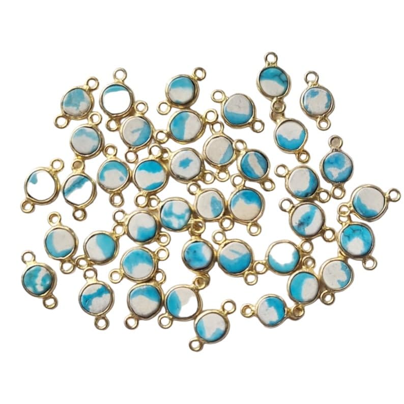 Conector de howlita redondo en plata 925 y oro para crear pulseras boho chic