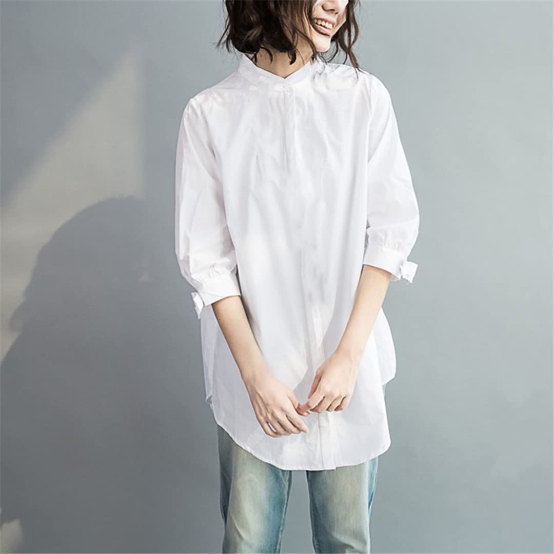 Dninmim Camicia da donna con bottoni a maniche lunghe oversize allentato casual con fiocco