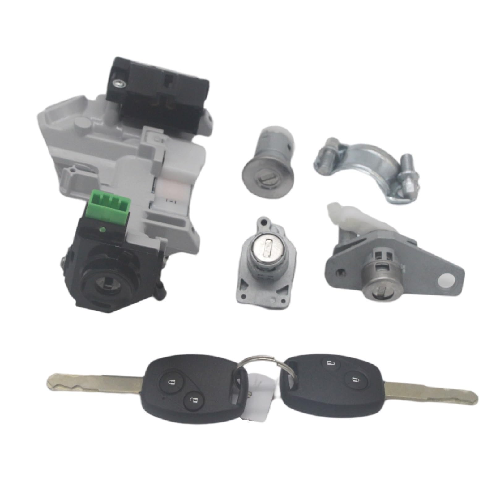 Zhjlut One Color Car Lock Cylinder Compatible With Civic 2006 2007 2008 Full Set Ignition Switch Door Lock Barrel 2 Keys With 46 Chips(Complete Set)
