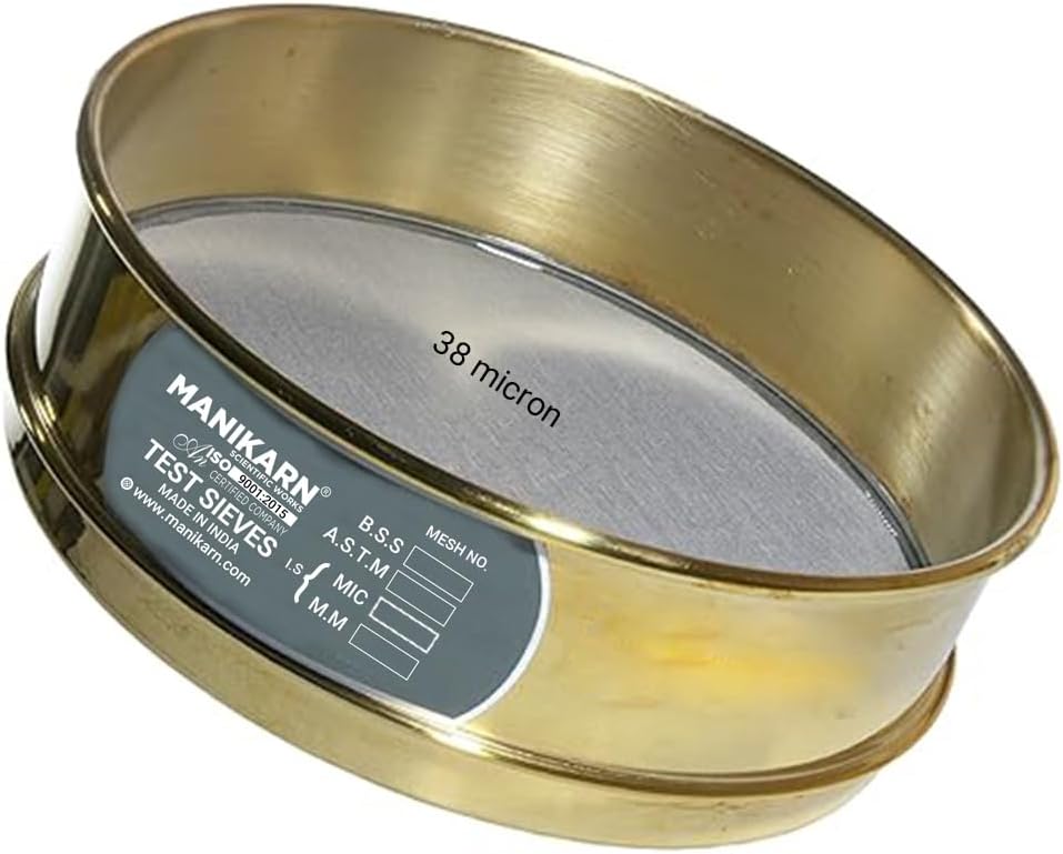 Test Sieve 8 inch (Diameter 200mm) 38 micron stainless steel Mesh with Brass Frame (ASTM No. 400)