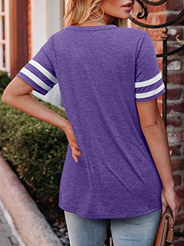 Angerella Casual Summer Tops for Women V Neck T Shirts Short Sleeve Tunic Tops Loose Fit4