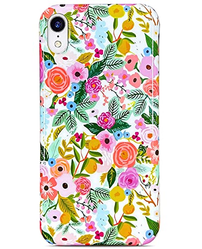J.west Iphone Xr Case 6.1, Soft Shockproof Cute Floral Phone Protective Cover For Women, Garden Flower Pattern Design Slim Fit Anti-Scratch Phone Case For Girl #TOP6