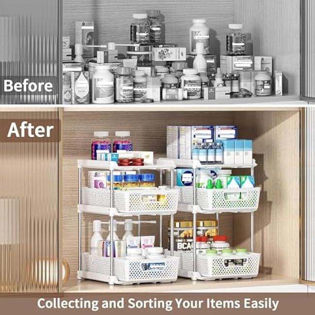 3 Tier Under Sink Organizer Bathroom Organizers Storage Cabinet Kitchen and Bathroom White