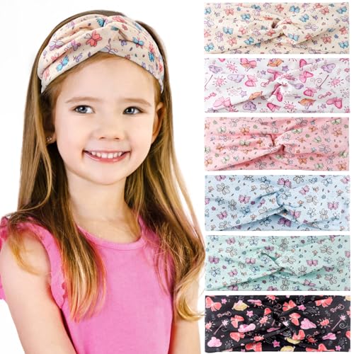 6 Stück Stirnband Mädchen Kinder, Cartoon-Kreuzknoten Design mit...