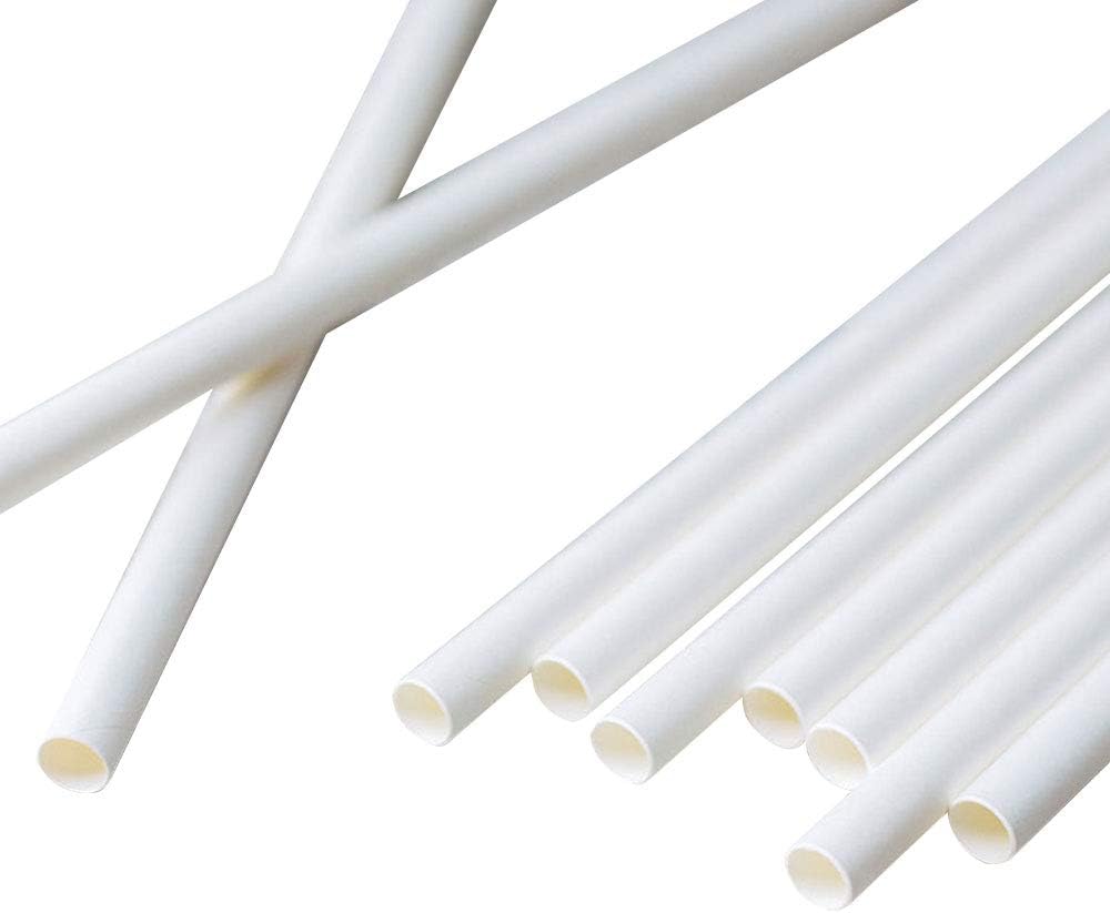 BIOZOYGJumbo Paper Drinking Straws 23cm Straw 8mm Ø I Drinking Straw Biodegradable I White Straws Environmentally Friendly I Party Drinking Straws for Smoothies I Paper Straws 150 Pieces