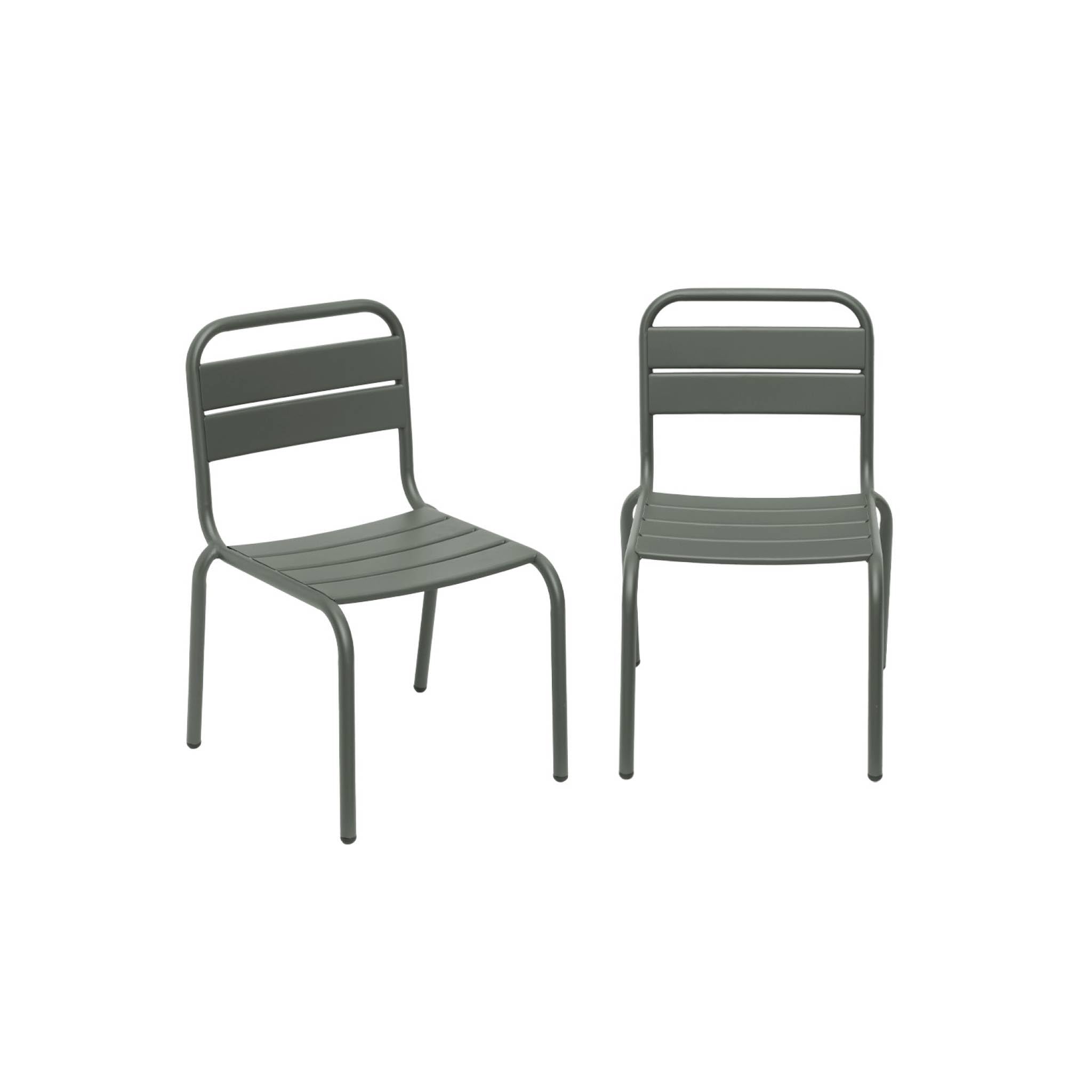 sweeek - Lot de 2 chaises en métal kaki pour enfant. salon de jardin enfant
