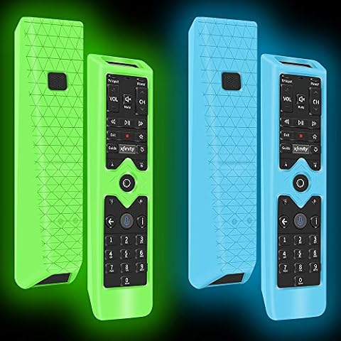 2Pack Remote Protective Case for Xfinity Remote Control,Silicone Case Skin Sleeve for XFinity Comcast XR15 Voice Remote Control,[Thicken Layer] Shockproof Bumper Remote Back Covers-Glowgreen+Glowblue Cover