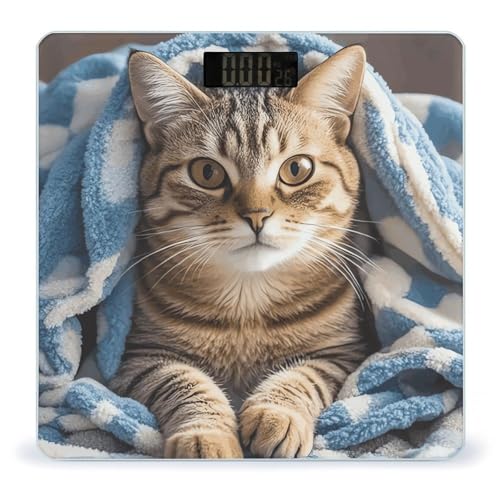 Báscula digital para baño con vidrio templado y pantalla LCD