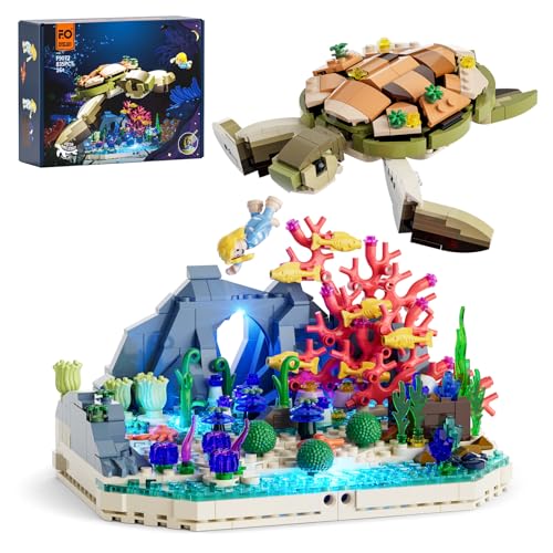 FUNWHOLE Rêve du Récif aux Tortues Ensemble de Construction Modulaire avec Lumière, 835 Pcs,...