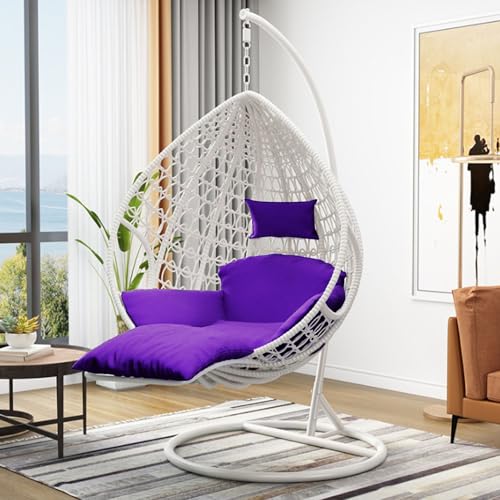 Hängesessel Ei - Outdoor Schaukelstuhl mit PE-Rattan, Stahlständer...