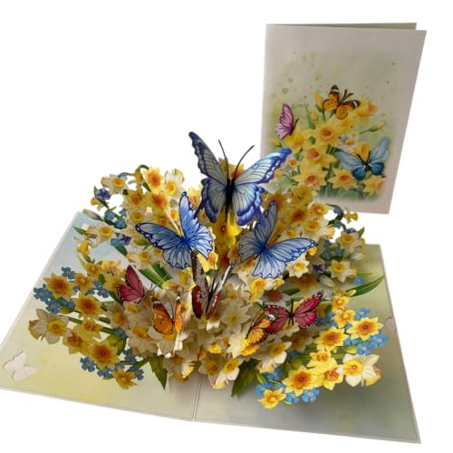 Pop Up Daffodil Greeting Card w/Envelope (Large 6x8 Inch) for