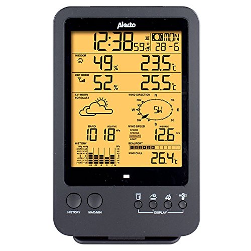 Alecto WS-4700 main display unit showing various weather data