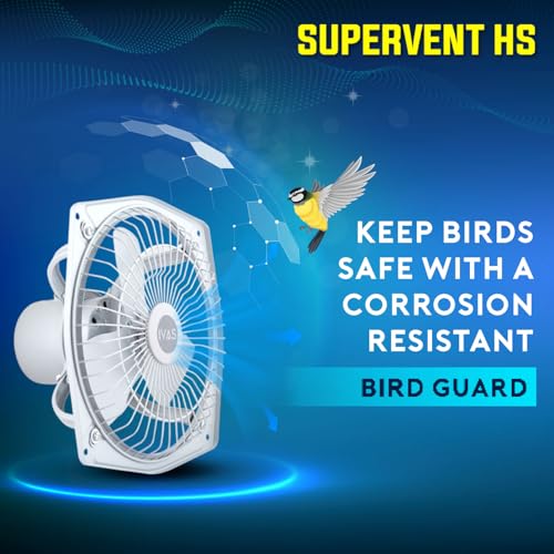 Image of IVAS SuperVent HS 225mm Metal Exhaust Fan, High Speed 2200 RPM, AD 600 CMH, 100% Copper Winding, Strong Suction, Anti Rust, Easy Installation, For Kitchen & Bathroom, 2 years Warranty, Grey, Pack of 1