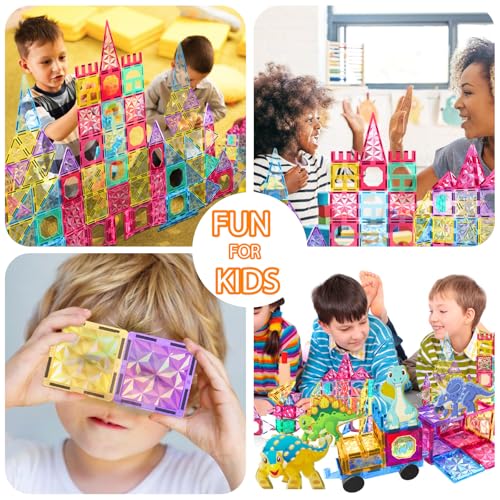 Jasonwell 110-Piece Magnetic Tiles Set with Dinosaur Figures — view 8