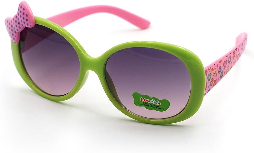 XINPORT Xinmade Butterfly Various Kids UV400 Sunglasses for Boys and Girls Age 3-10 (Green Pink)