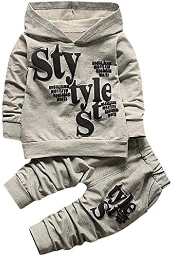 ShangSRS Tuta Bambina, 1-5 Anni Completino Bambino Ragazzi E Ragazze 2 Pezzi Tute Felpe + Pantaloni Set Caldo Manica Lunga Leggera Antivento (Grigio, XL/110(3-4 Ans))