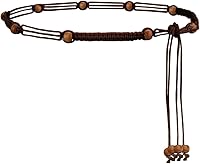 Kefley Boho Beaded Rope Belt for Women - Thin Woven Braided Waist Tie Belt for Dresses, Brown Beige Bohemian Waistband
