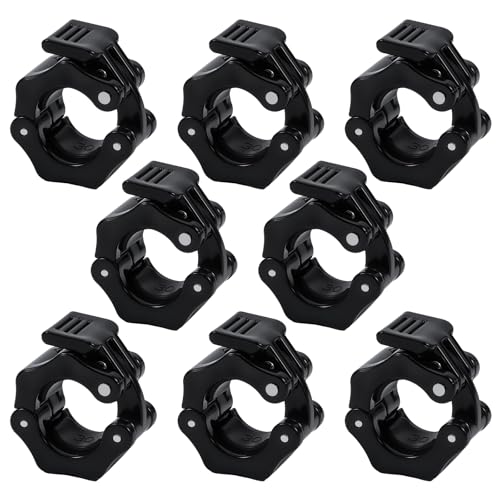 Vexnaro 8 Pezzi Morsetto Bilanciere 30mm Olimpico Bar Collare, Accessori Bilanciere, Collare Sgancio Rapido, Ottimo per Sollevamento Pesi, Allenamento della Forza, Fitness, Allenamento (Nero*8)