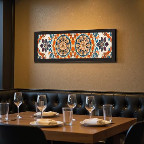 Image of PAINTINGMANTRA Flower Painting for Wall Decoration Traditional Indian Mughal Art Framed Luxury Paintings for Home Decoration, Living room, Bedroom and Office Decoration (99x38 CM)