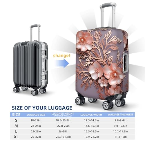 Elastic Travel Luggage Cover for Suitcase Tsa Approved Stretch Scratch-Resistant Suitcase Protector Cover Washable Rose gold elegant decorative floral Baggage Covers Fits 18-32 Inch Luggage Case2