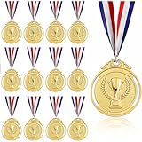 Dexpally 12 Piezas Medallas, Medalla De Metal, Medalla De Oro para Cumpleaños Infantil, Medallas De Ganador Oro, Medalla De Oro De Metal con Cintas, para Niños, Adultos, Fútbol, Recuerdo Deportivo