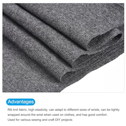 Image of MECCANIXITY 39 inch Elastic Cuffs Ribbed Trims Cotton Fabric Knit Rib Stretch Tape Cuff Sleeve Waistband for Sewing, 6 inch Wide Dark Grey