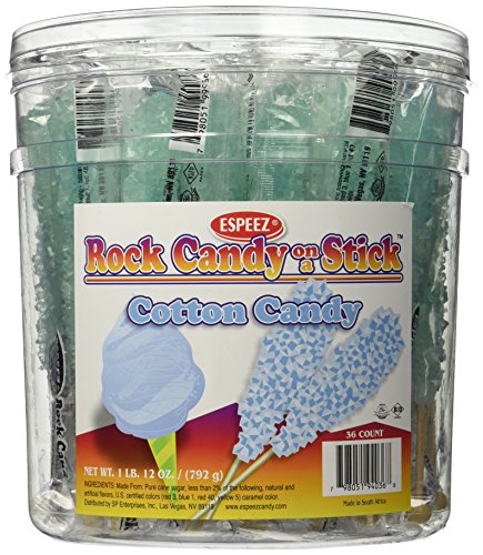 SP Enterprises Light Blue Rock Candy on a Stick, 36 Count